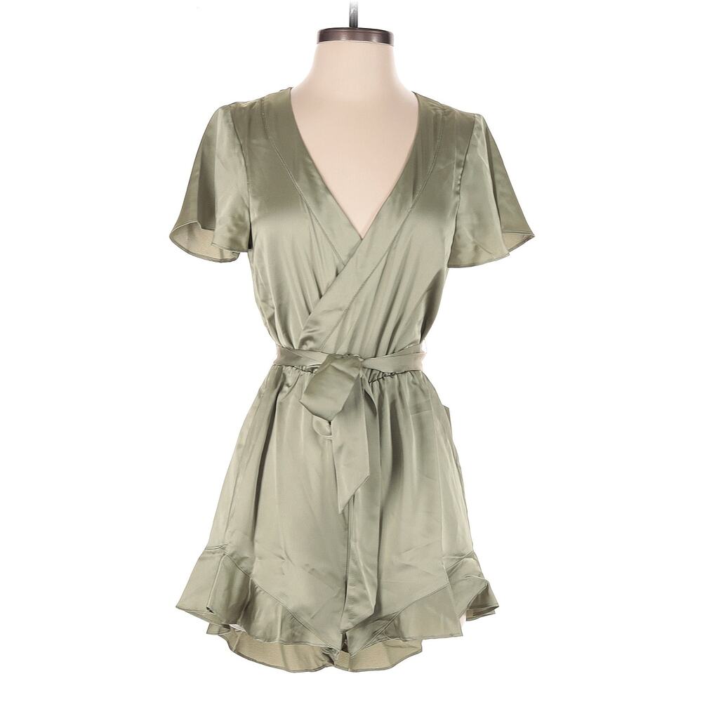 Show Me Your Mumu Say I Do Romper Moss Green Luxe Satin XS NWT - Picture 4 of 8